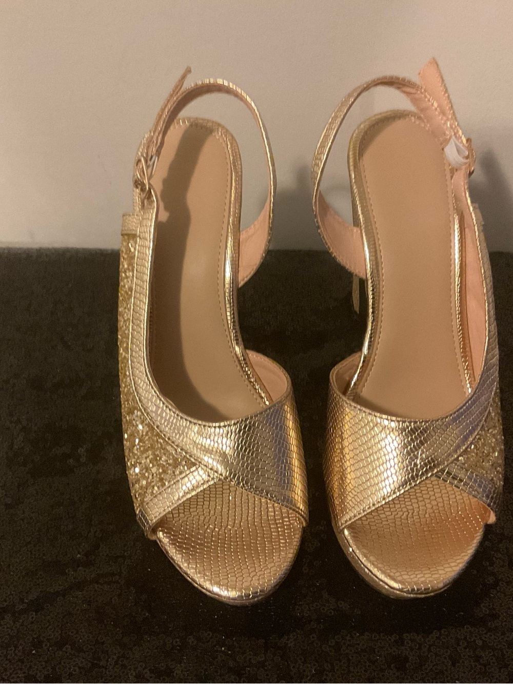 Gold Slingback Peep-Toe Heels - Elegant Women's Dress Sandals